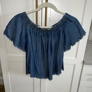 GLAM denim off the shoulder crop top Small worn once